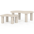 ID MARKET - Lot de 2 tables basses gigognes ORGANIQUE 80/110 cm bois beige - vignette