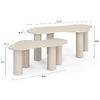 ID MARKET - Lot de 2 tables basses gigognes ORGANIQUE 80/110 cm bois beige - vignette