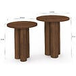 ID MARKET - Lot de 2 tables d'appoint rondes, table basse, bouts de canapé, tables de chevet ELOISE 35/40 cm bois effet noyer - vignette