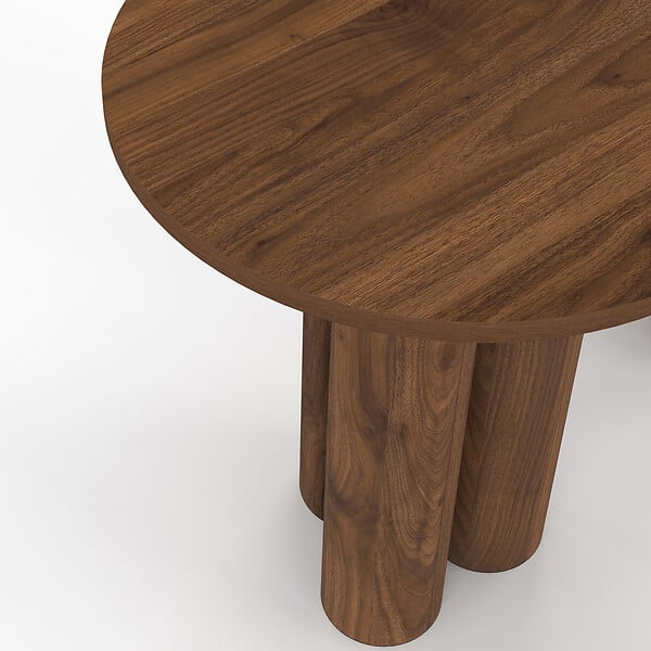 ID MARKET - Lot de 2 tables d'appoint rondes, table basse, bouts de canapé, tables de chevet ELOISE 35/40 cm bois effet noyer - large