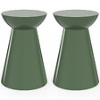 ID MARKET - Lot de 2 tables d'appoint rondes, table basse, bouts de canapé, tables de chevet ODETTE 30 cm métal vert kaki - vignette