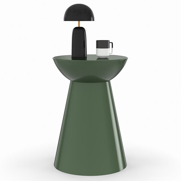 ID MARKET - Lot de 2 tables d'appoint rondes, table basse, bouts de canapé, tables de chevet ODETTE 30 cm métal vert kaki - large