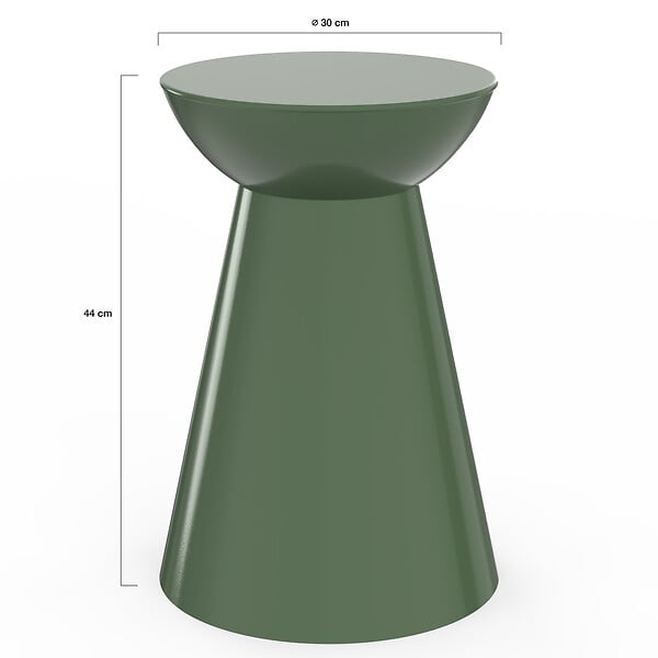 ID MARKET - Lot de 2 tables d'appoint rondes, table basse, bouts de canapé, tables de chevet ODETTE 30 cm métal vert kaki - large