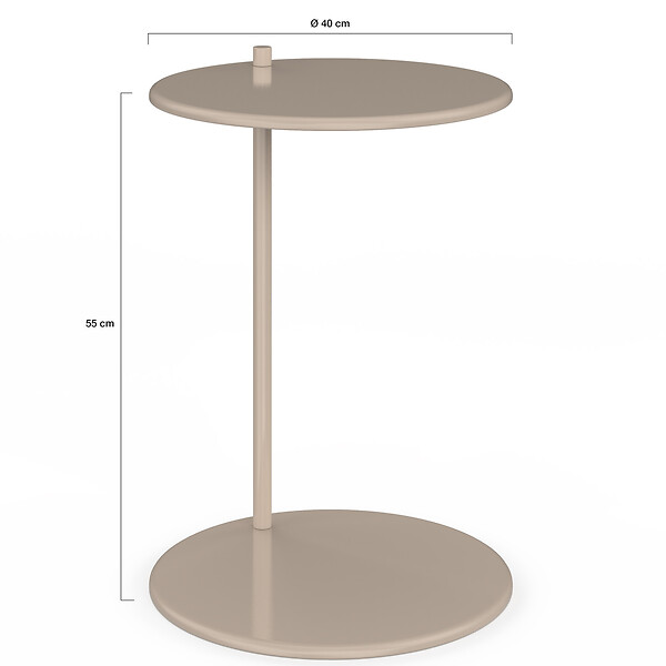ID MARKET - Lot de 2 tables d'appoint rondes, table basse, bouts de canapé, tables de chevet LEONTINE 40 cm métal taupe - large