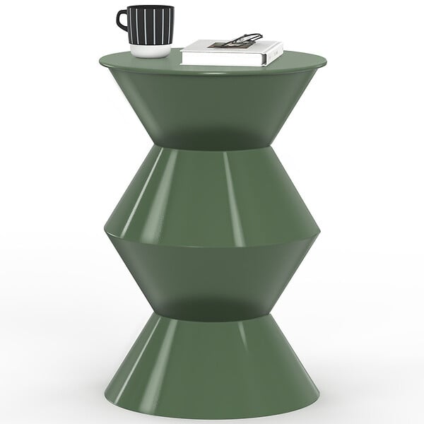ID MARKET - Table d'appoint ronde, table basse, bout de canapé, table de chevet IRENE 30 cm métal vert kaki - large