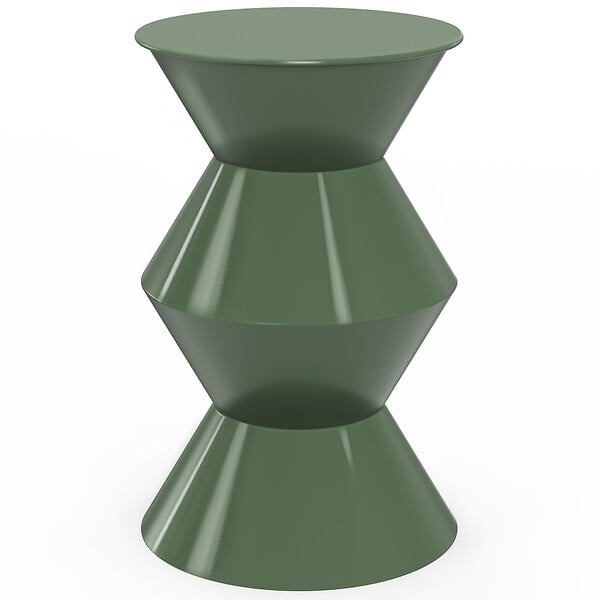 ID MARKET - Table d'appoint ronde, table basse, bout de canapé, table de chevet IRENE 30 cm métal vert kaki - large