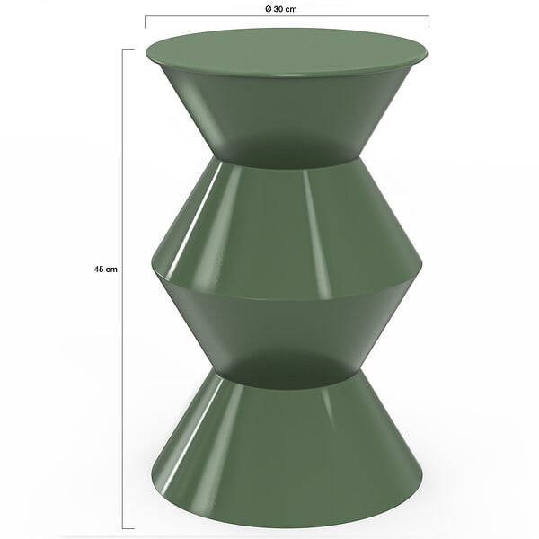 ID MARKET - Table d'appoint ronde, table basse, bout de canapé, table de chevet IRENE 30 cm métal vert kaki - large