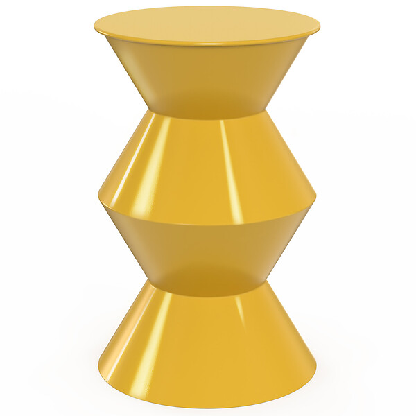 ID MARKET - Table d'appoint ronde, table basse, bout de canapé, table de chevet IRENE 30 cm métal jaune foncé - large