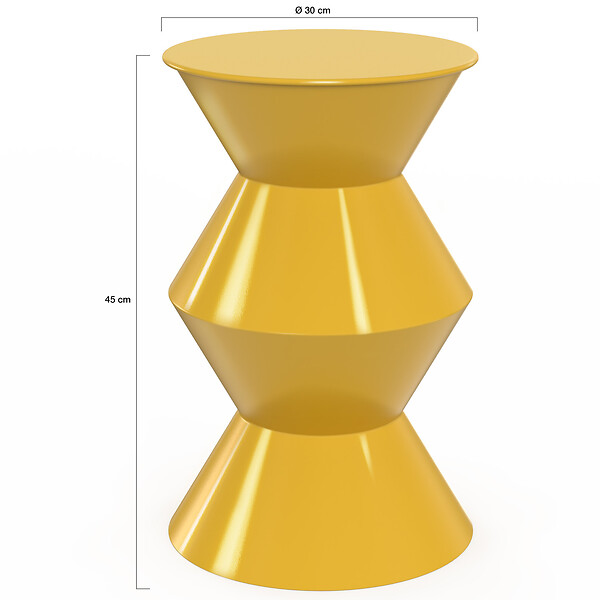 ID MARKET - Table d'appoint ronde, table basse, bout de canapé, table de chevet IRENE 30 cm métal jaune foncé - large