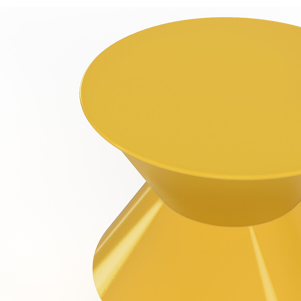 ID MARKET - Table d'appoint ronde, table basse, bout de canapé, table de chevet IRENE 30 cm métal jaune foncé - large