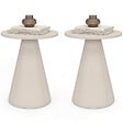 ID MARKET - Lot de 2 tables d'appoint rondes, table basse, bouts de canapé, tables de chevet ELEONORE 40 cm métal beige - vignette