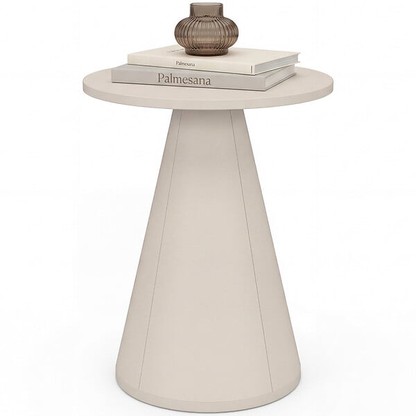 ID MARKET - Lot de 2 tables d'appoint rondes, table basse, bouts de canapé, tables de chevet ELEONORE 40 cm métal beige - large