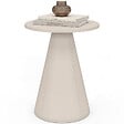 ID MARKET - Lot de 2 tables d'appoint rondes, table basse, bouts de canapé, tables de chevet ELEONORE 40 cm métal beige - vignette