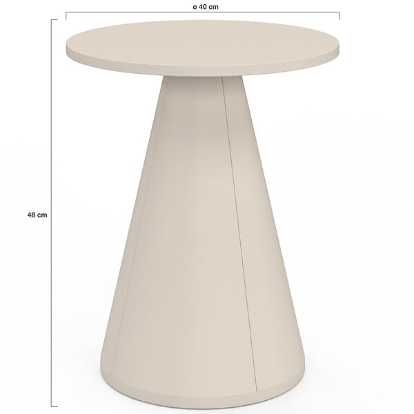 ID MARKET - Lot de 2 tables d'appoint rondes, table basse, bouts de canapé, tables de chevet ELEONORE 40 cm métal beige - large