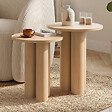 ID MARKET - Lot de 2 tables d'appoint rondes, table basse, bouts de canapé, tables de chevet ELOISE 35/40 cm bois effet hêtre - vignette