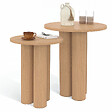 ID MARKET - Lot de 2 tables d'appoint rondes, table basse, bouts de canapé, tables de chevet ELOISE 35/40 cm bois effet hêtre - vignette