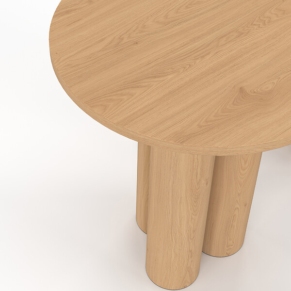 ID MARKET - Lot de 2 tables d'appoint rondes, table basse, bouts de canapé, tables de chevet ELOISE 35/40 cm bois effet hêtre - large