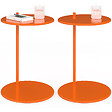 ID MARKET - Lot de 2 tables d'appoint rondes, table basse, bouts de canapé, tables de chevet LEONTINE 40 cm métal orange - vignette