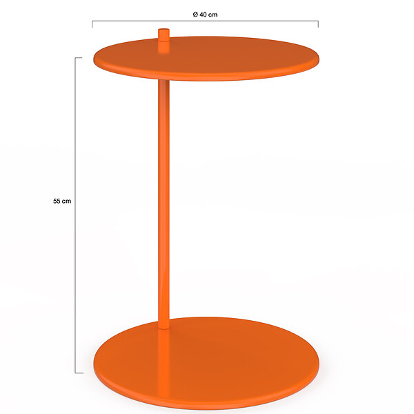 ID MARKET - Lot de 2 tables d'appoint rondes, table basse, bouts de canapé, tables de chevet LEONTINE 40 cm métal orange - large