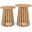 ID MARKET - Lot de 2 tables d'appoint rondes, table basse, bouts de canapé, tables de chevet CARMEN 40/45 cm pied en lattes et plateau bois - vignette