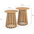 ID MARKET - Lot de 2 tables d'appoint rondes, table basse, bouts de canapé, tables de chevet CARMEN 40/45 cm pied en lattes et plateau bois - vignette