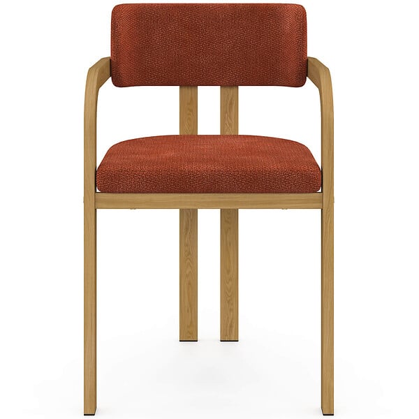 ID MARKET - Lot de 4 chaises de salle à manger, fauteuils de table ESMA en métal effet bois et tissu chenille terracotta avec accoudoirs - large
