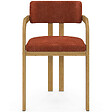 ID MARKET - Lot de 4 chaises de salle à manger, fauteuils de table ESMA en métal effet bois et tissu chenille terracotta avec accoudoirs - vignette