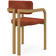 ID MARKET - Lot de 4 chaises de salle à manger, fauteuils de table ESMA en métal effet bois et tissu chenille terracotta avec accoudoirs - vignette