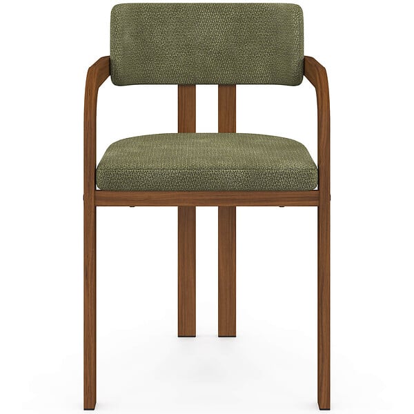 ID MARKET - Lot de 4 chaises de salle à manger, fauteuils de table ESMA en métal effet noyer et tissu chenille vert avec accoudoirs - large