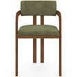 ID MARKET - Lot de 4 chaises de salle à manger, fauteuils de table ESMA en métal effet noyer et tissu chenille vert avec accoudoirs - vignette