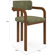 ID MARKET - Lot de 4 chaises de salle à manger, fauteuils de table ESMA en métal effet noyer et tissu chenille vert avec accoudoirs - vignette
