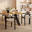 ID MARKET - Lot de 4 chaises de salle à manger, fauteuils de table ESMA en métal noir et velours taupe avec accoudoirs - vignette