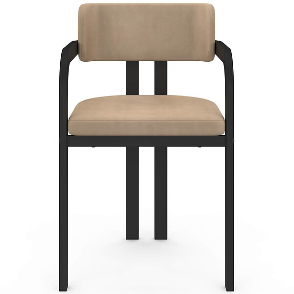 ID MARKET - Lot de 4 chaises de salle à manger, fauteuils de table ESMA en métal noir et velours taupe avec accoudoirs - large