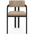 ID MARKET - Lot de 4 chaises de salle à manger, fauteuils de table ESMA en métal noir et velours taupe avec accoudoirs - vignette