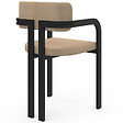 ID MARKET - Lot de 4 chaises de salle à manger, fauteuils de table ESMA en métal noir et velours taupe avec accoudoirs - vignette