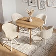 ID MARKET - Lot de 4 chaises pivotantes KIRA en tissu chenille beige et pied métal beige pour salle à manger - vignette