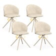 ID MARKET - Lot de 4 chaises pivotantes KIRA en tissu chenille beige et pied métal beige pour salle à manger - vignette