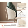 ID MARKET - Lot de 4 chaises pivotantes KIRA en tissu chenille beige et pied métal beige pour salle à manger - vignette