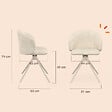 ID MARKET - Lot de 4 chaises pivotantes KIRA en tissu chenille beige et pied métal beige pour salle à manger - vignette
