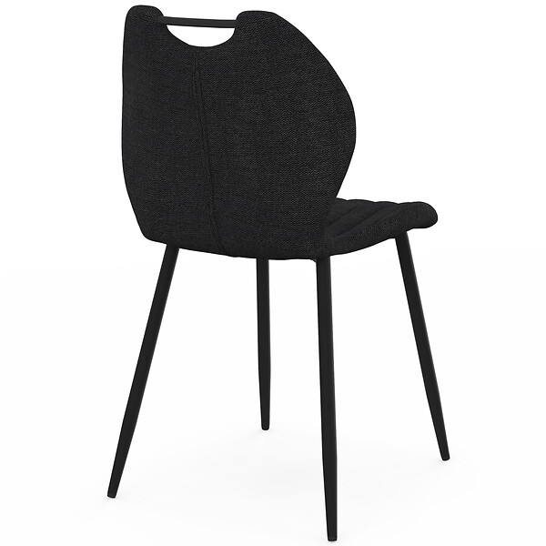 ID MARKET - Lot de 6 chaises PIO avec poignée en tissu éponge noir - large