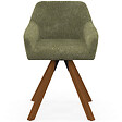 ID MARKET - Lot de 2 chaises pivotantes 360° de salle à manger, fauteuils de table JANY en tissu chenille verte et pied noyer - vignette