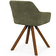 ID MARKET - Lot de 2 chaises pivotantes 360° de salle à manger, fauteuils de table JANY en tissu chenille verte et pied noyer - vignette