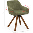 ID MARKET - Lot de 2 chaises pivotantes 360° de salle à manger, fauteuils de table JANY en tissu chenille verte et pied noyer - vignette
