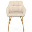ID MARKET - Lot de 2 chaises GINA tissu chenille beige pieds effet bois - vignette