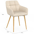 ID MARKET - Lot de 2 chaises GINA tissu chenille beige pieds effet bois - vignette
