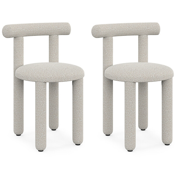 ID MARKET - Lot de 2 chaises RIME tissu bouclette crème - large