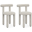 ID MARKET - Lot de 2 chaises RIME tissu bouclette crème - vignette