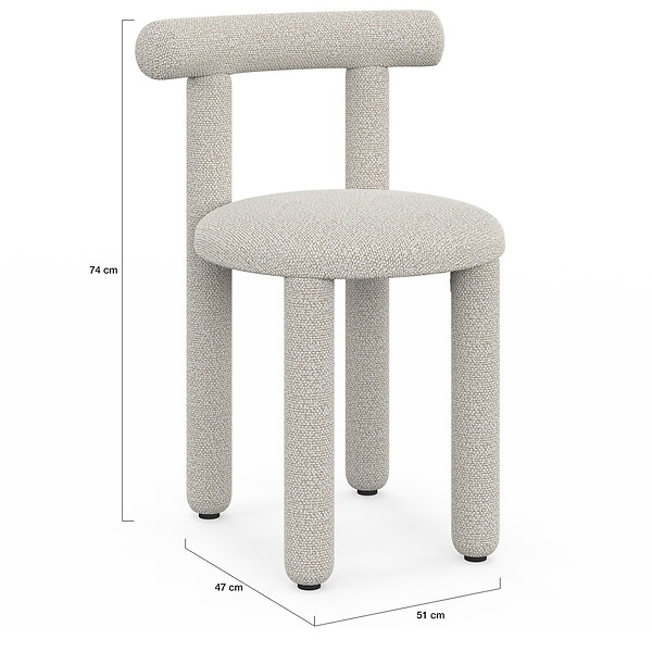 ID MARKET - Lot de 2 chaises RIME tissu bouclette crème - large