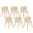 ID MARKET - Lot de 6 chaises KASIA en velours beige pieds dorés - vignette