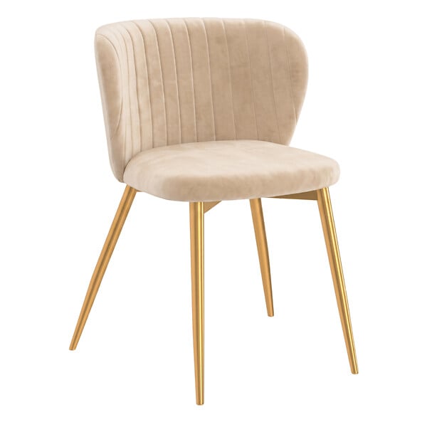 ID MARKET - Lot de 6 chaises KASIA en velours beige pieds dorés - large